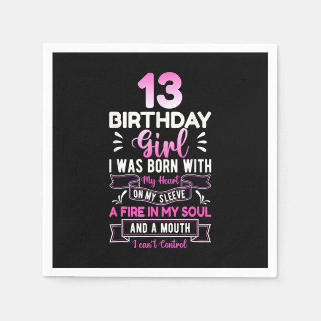 13th Birthday 13 Years Girls Funny Teenager Birthd Napkin (Front)