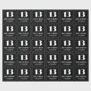 13th Birthday - Art Deco Inspired Look "13", Name Wrapping Paper