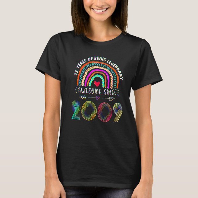 13th Birthday Awesome Since 2009 13 Years Old Rain T-Shirt (Front)