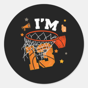 13th Birthday Basketball Boy 13 Yr Old Thirteen Ye Classic Round Sticker