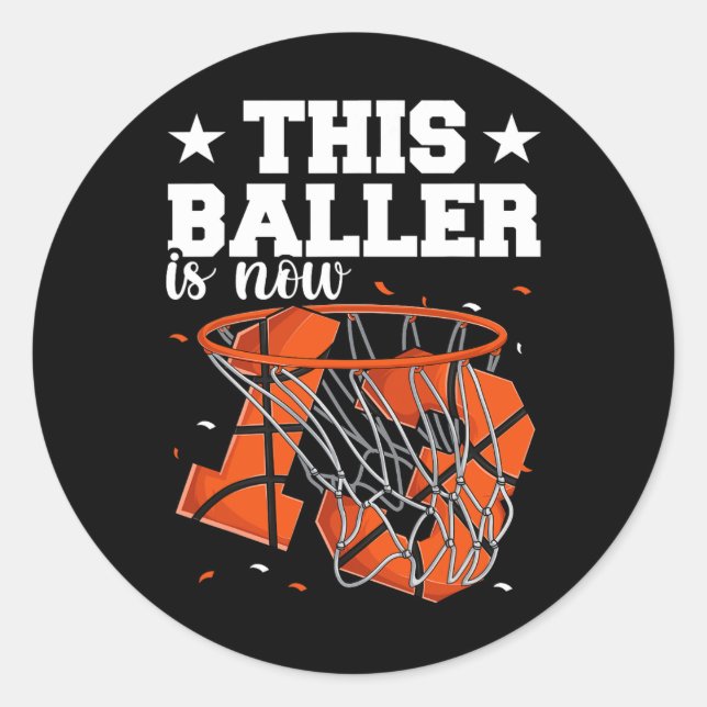 13th Birthday Basketball  Boys Classic Round Sticker (Front)