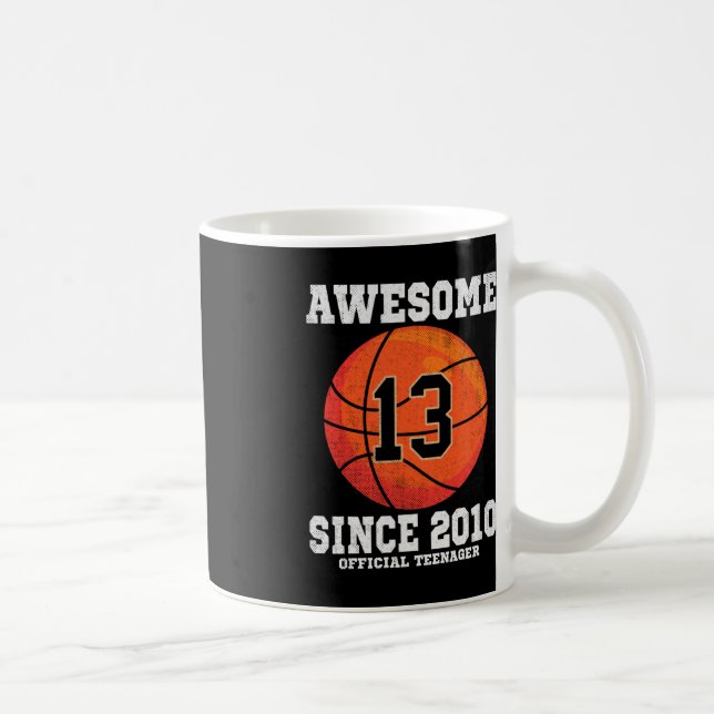 13th Birthday Basketball Fan 13 Years Old Official Coffee Mug (Right)