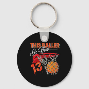 13th Birthday Basketball Fun 13 Years Old Kids Gi Key Ring
