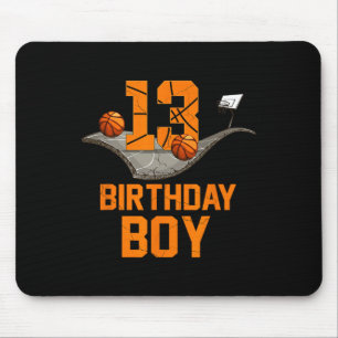 13th Birthday Basketball Jersey 13 Year Old Boy Bo Mouse Pad