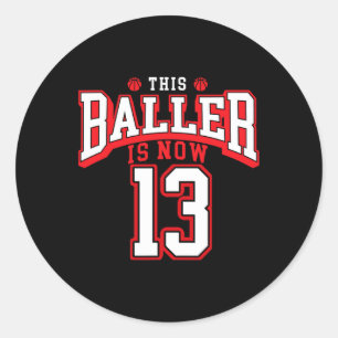 13th Birthday Basketball Lover 13 Years Old Bday Classic Round Sticker