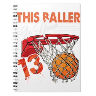 13th Birthday Basketball TShirt Funny 13 Years Old Notebook