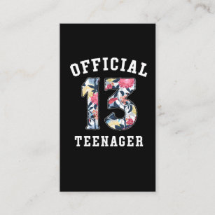 13th Birthday Beautiful Flower Official Teenager Business Card
