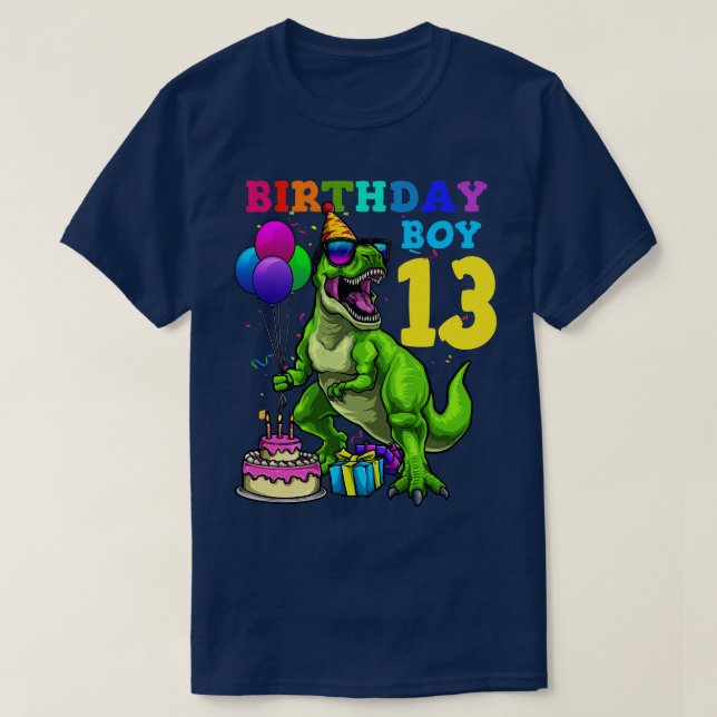 13th Birthday Birthday Boy 13 Dinosaur T-Shirt (Design Front)