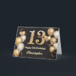 13th Birthday Black and Gold Balloons Birthday Card<br><div class="desc">13th Birthday Black and Gold Balloons and Confetti Birthday Card. For further customisation,  please click the "Customise it" button and use our design tool to modify this template.</div>