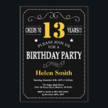13th Birthday Black and Yellow Chalkboard Invitation<br><div class="desc">13th Birthday Invitation Black and Yellow Typography. Chalkboard. Black and White Background. Adult Birthday. Male Men or Women Birthday. Kids Boy or Girl Lady Teen Teenage Bday Invite. 13th 15th 16th 18th 20th 21st 30th 40th 50th 60th 70th 80th 90th 100th. Any Age. For further customisation, please click the "Customise...</div>