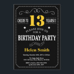 13th Birthday Black and Yellow Chalkboard Invitation<br><div class="desc">13th Birthday Invitation Black and Yellow Typography. Chalkboard. Black and White Background. Adult Birthday. Male Men or Women Birthday. Kids Boy or Girl Lady Teen Teenage Bday Invite. 13th 15th 16th 18th 20th 21st 30th 40th 50th 60th 70th 80th 90th 100th. Any Age. For further customisation, please click the "Customise...</div>