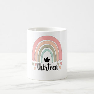 13th Birthday Boho Rainbow Party Kids 13 Years Old Coffee Mug