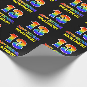 13th Birthday: Bold, Fun, Simple, Rainbow 13 Wrapping Paper