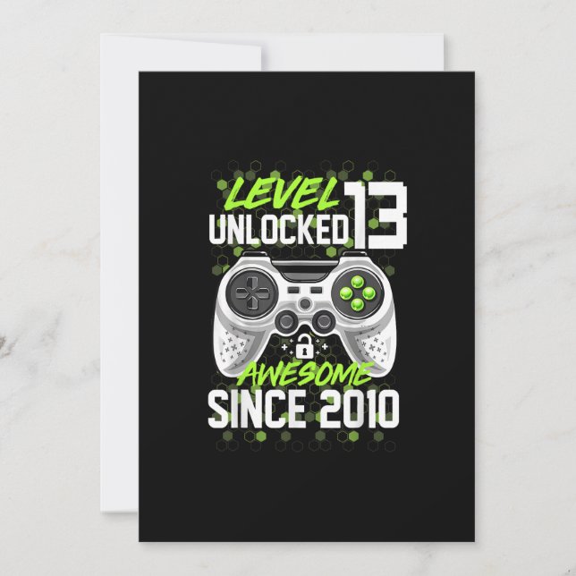 13th Birthday Boy Level 13 Unlocked Awesome Since  Invitation (Front)