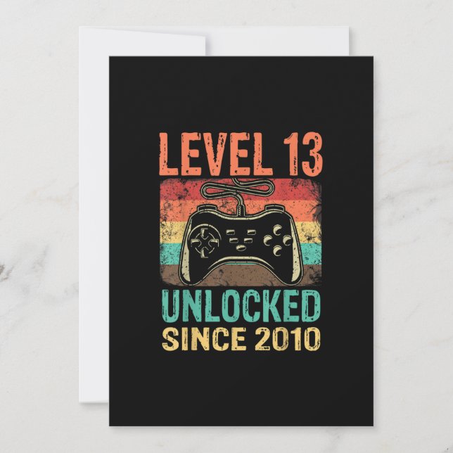 13th Birthday Boy Level 13 Unlocked Awesome Since  Invitation (Front)