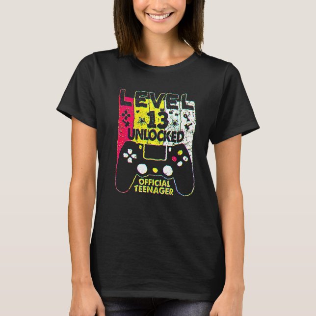 13th Birthday Boy  Level 13 Unlocked Official Teen T-Shirt (Front)