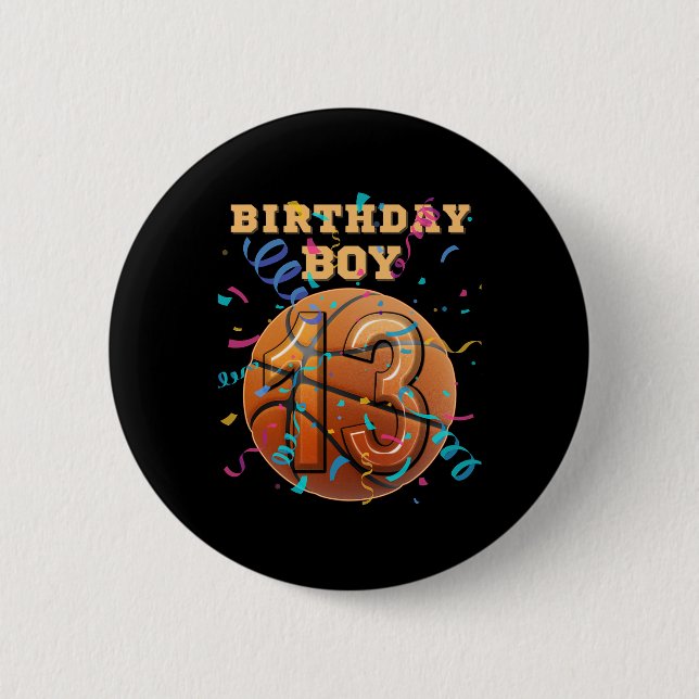 13th Birthday Boy Teen 13 Years Old Sketll Players 6 Cm Round Badge (Front)