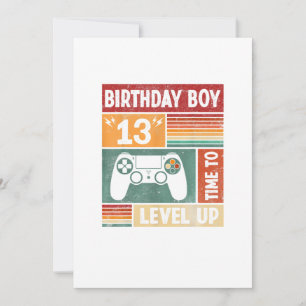 13th Birthday Boy Time to Level Up Video Games Invitation