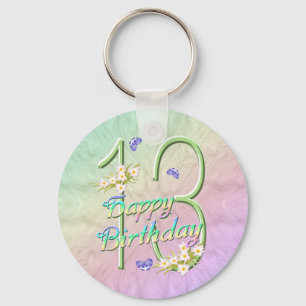 13th Birthday Butterfly Garden Keychain