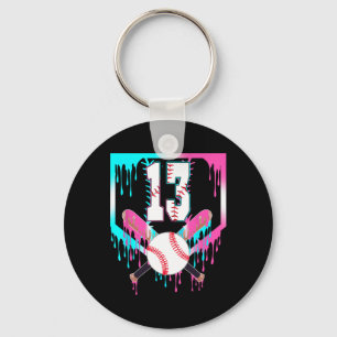 13th Birthday Bysebyll Home Plate Drip Ice Cream 1 Key Ring