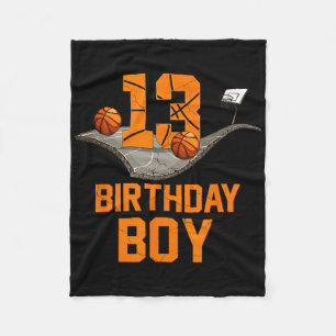 13th Birthday Bysketbyll Jersey 13 Year Old Boy  Fleece Blanket