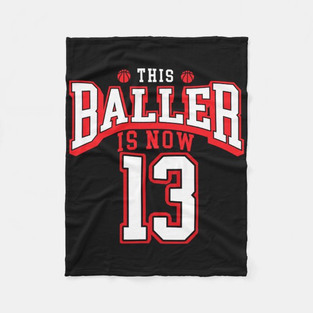 13th Birthday Bysketbyll Lover 13 Years Old Bday  Fleece Blanket (Front)