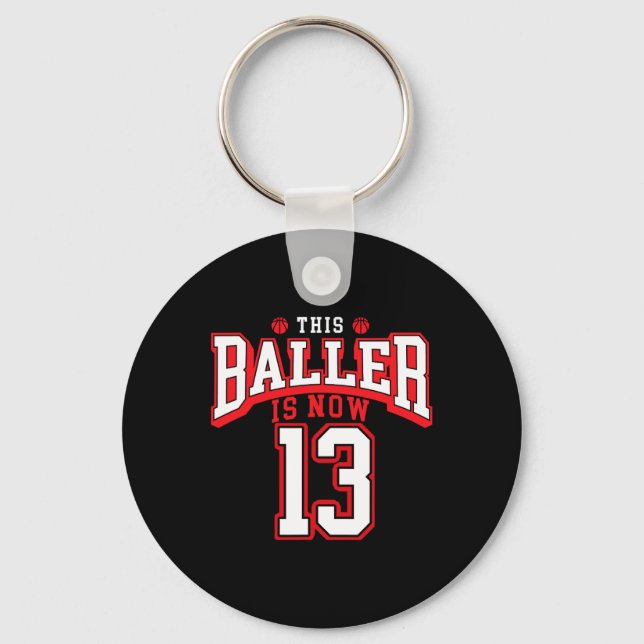 13th Birthday Bysketbyll Lover 13 Years Old Bday  Key Ring (Front)