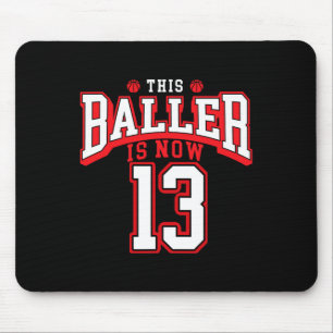 13th Birthday Bysketbyll Lover 13 Years Old Bday  Mouse Pad