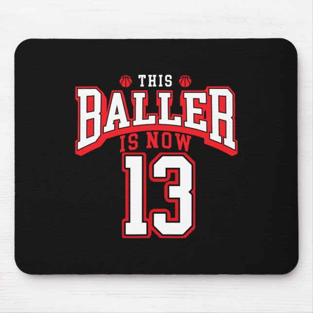 13th Birthday Bysketbyll Lover 13 Years Old Bday  Mouse Pad (Front)