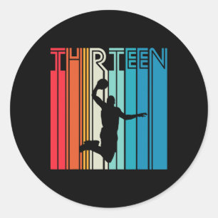 13th Birthday Bysketbyll Lover Gift 13 Years Old R Classic Round Sticker
