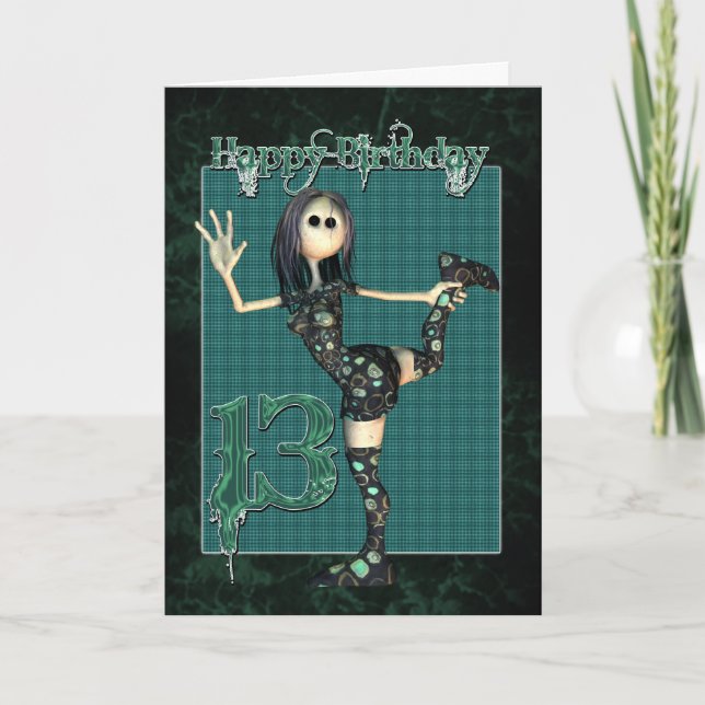 13th Birthday card with Moonies H.I.P Rag Doll (Front)