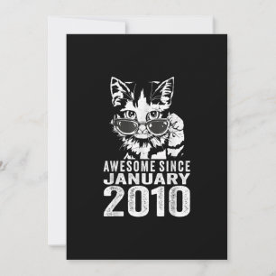 13th Birthday Cat 13 Years Old Awesome Since Janua Invitation