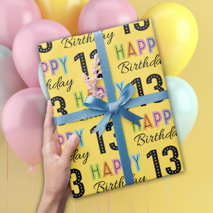 13th Birthday Colourful Typography Wrapping Paper