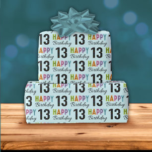 13th Birthday Colourful Typography  Wrapping Paper