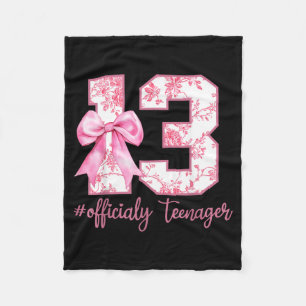 13th Birthday Coquette Bow Official Teenager 13 Fleece Blanket