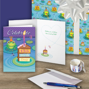 13th Birthday Cute Frog Card