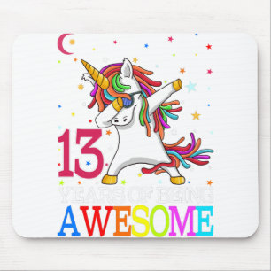 13th Birthday Dabbing Unicorn Party Gift 13 Years Mouse Pad