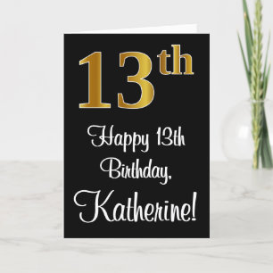 13th Birthday ~ Elegant Luxurious Faux Gold Look # Card