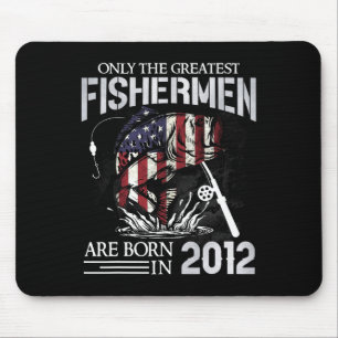 13th Birthday Fishermen Usa Flag 13 Year Old Fishi Mouse Pad