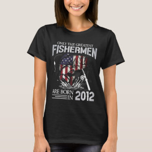 13th Birthday Fishermen Usa Flag 13 Year Old Fishi T-Shirt