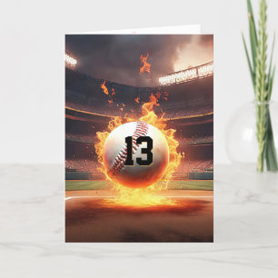 13th Birthday Flaming Baseball Card
