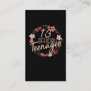 13th Birthday Flower 2008 Official Teenager Girl Business Card