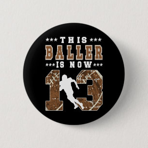 13th Birthday Football Boy Thirn Year Old Football 6 Cm Round Badge