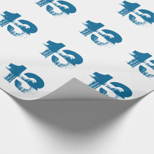 13th birthday for anyone, blue on white. wrapping paper