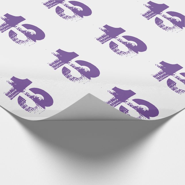 13th birthday for anyone, purple on white. wrapping paper (Corner)