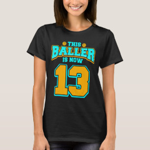13th Birthday  For Boys Basketball 13 Years Old Ki T-Shirt