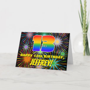 13th Birthday: Fun, Colourful Celebratory Firework Card