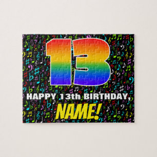 13th Birthday — Fun, Colourful Music Symbols & “13 Jigsaw Puzzle