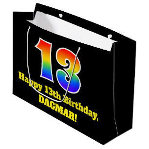 13th Birthday ~ Fun, Colourful, Vibrant, Rainbow 1 Large Gift Bag