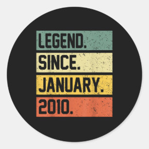 13th Birthday Gift 13 Year Old Legend Since Januar Classic Round Sticker